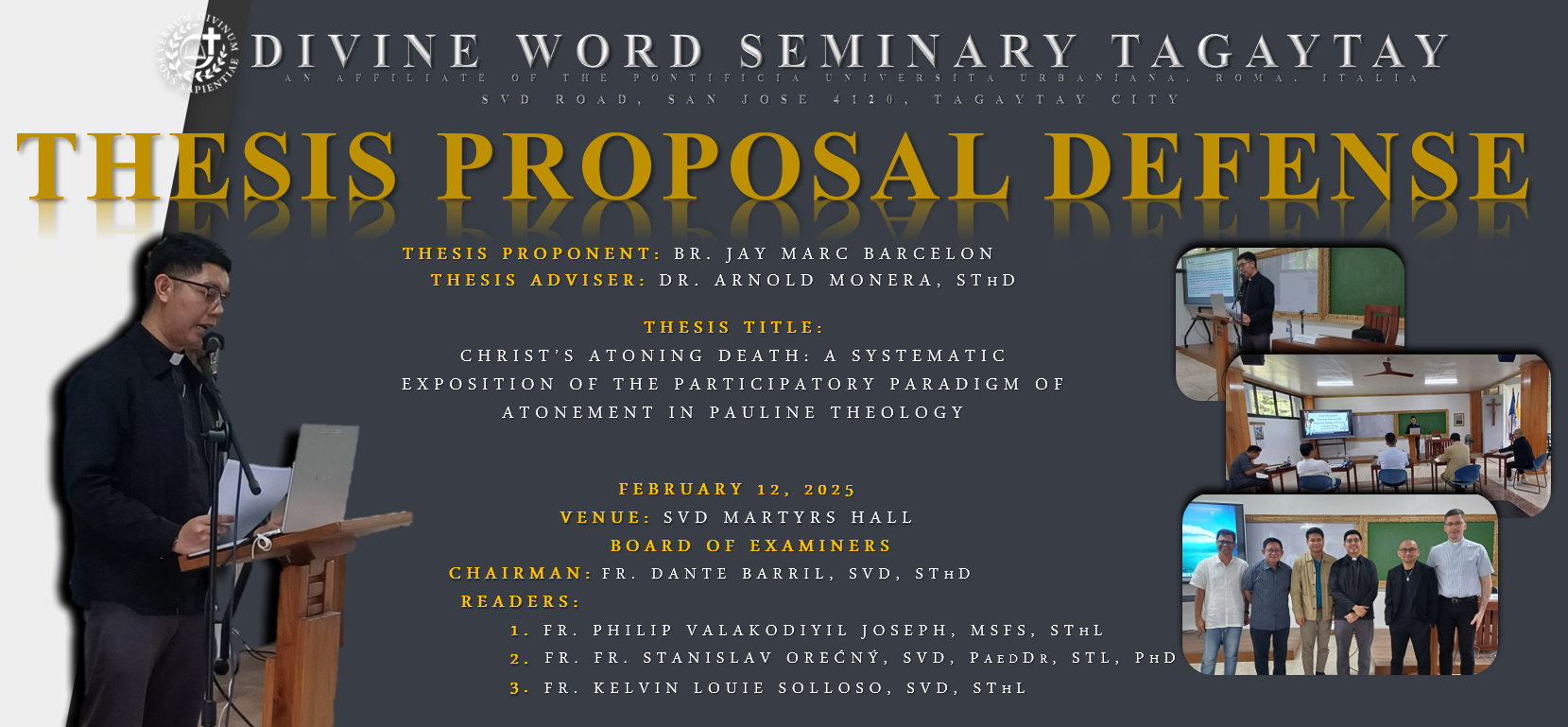THESIS PROPOSAL DEFENSE - BR. JAY MARC BARCELON